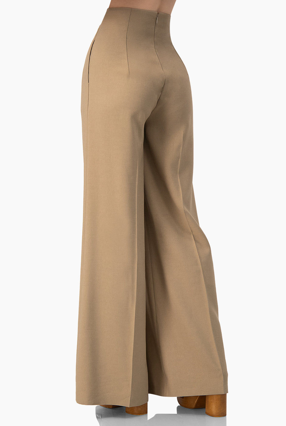 Pantalon amplio liso cafe