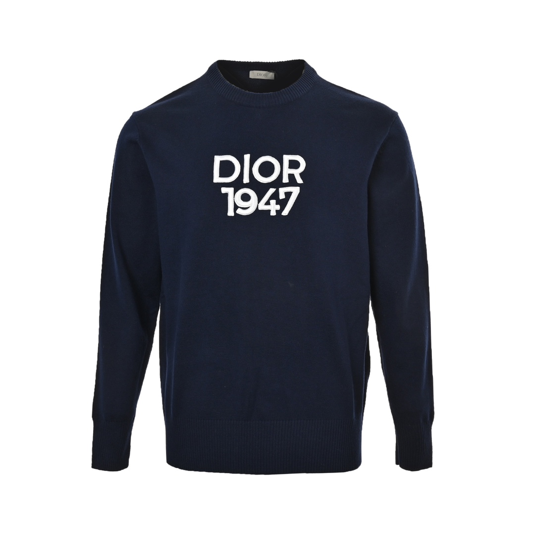 Dior 24Fw 1947 embroidered lettering logo crew neck sweater