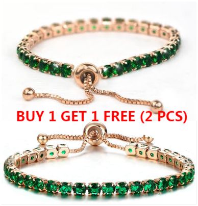 (Last Day Flash Sale-50% OFF) Adjustable Rose Gold Emerald Green Bracelet-Buy 1 Get 1 Free NOW!