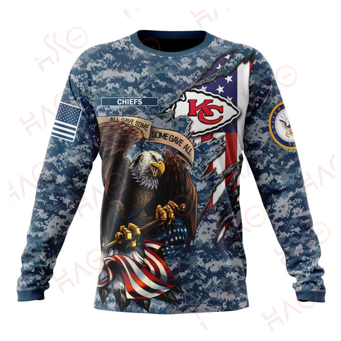 KANSAS CITY CHIEFS 3D HOODIE US NAVY VETERANS