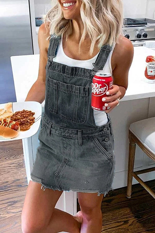 Heididress Casual Sleeveless Denim Overalls Dress