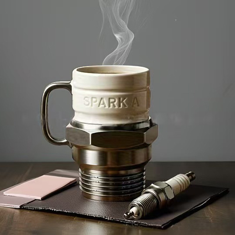 Spark Plug Mug - Home and Office Desktop Mechanical Style Resin Craft Ornament