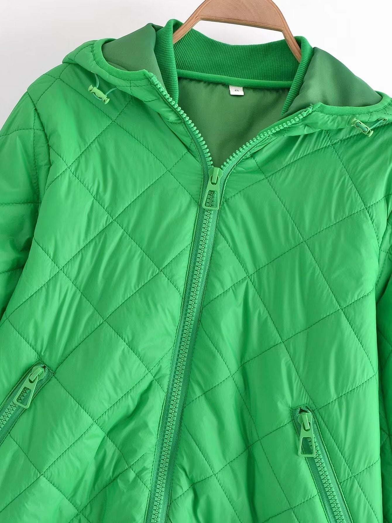 Fall Women Clothing Hooded Quilted Cotton-Padded Jacket Loose Jacket Coat