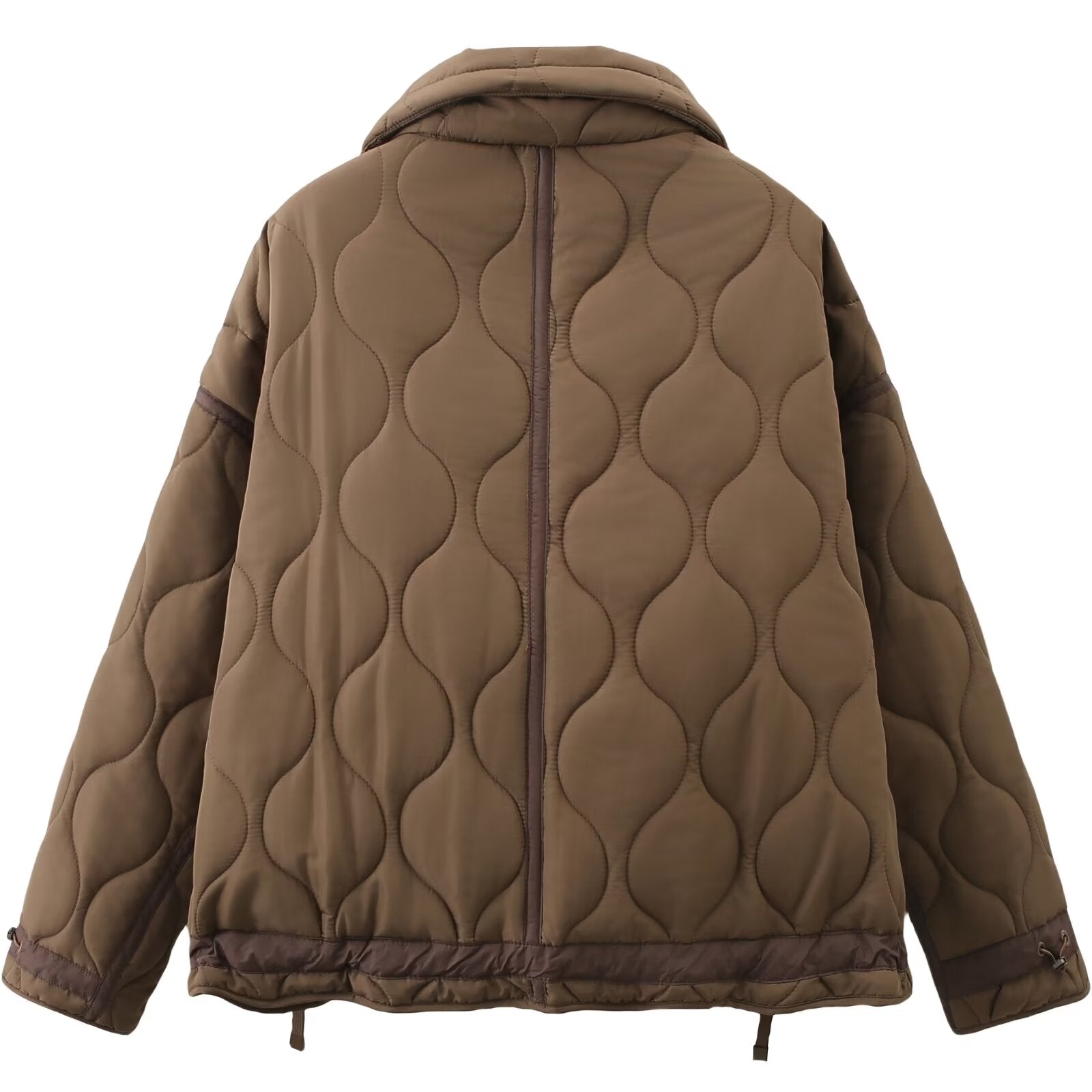 Casual Loose Diamond Lattice Stand Collar Long Sleeve Cotton Jacket Short Coat