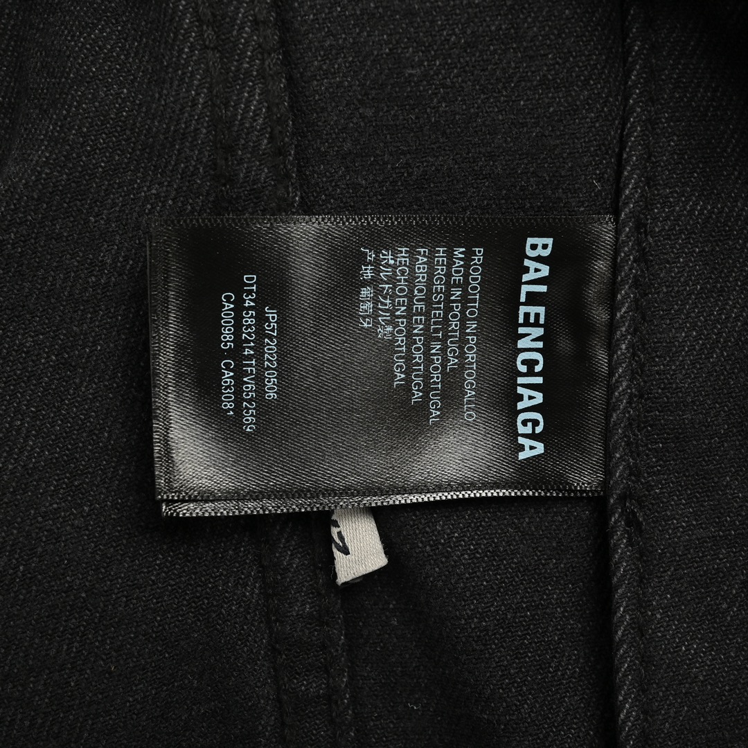 Balenciaga 24Fw denim jacket with crown and rhinestones on the back