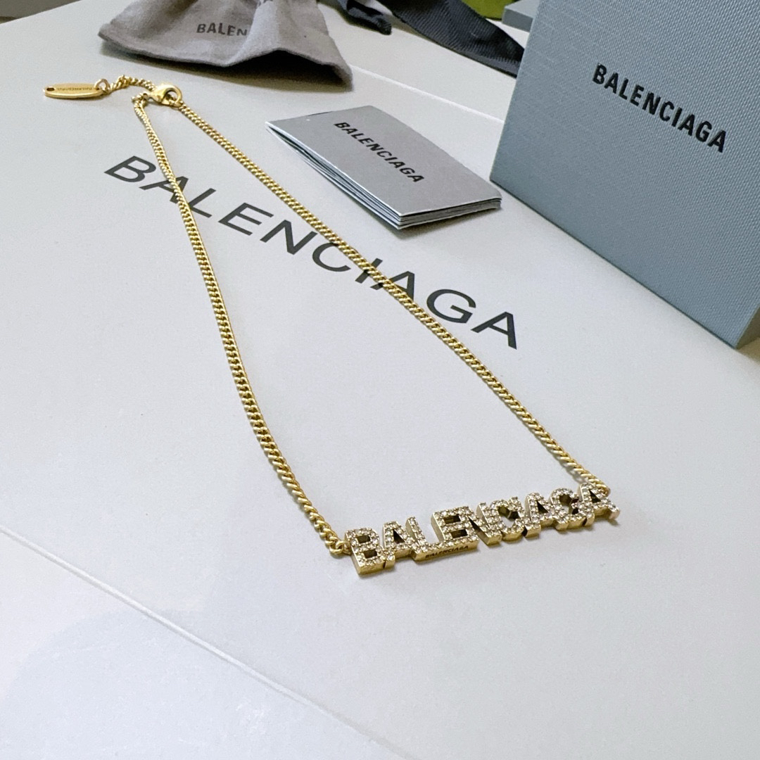 Balenciaga Diamond Font Chain Necklace