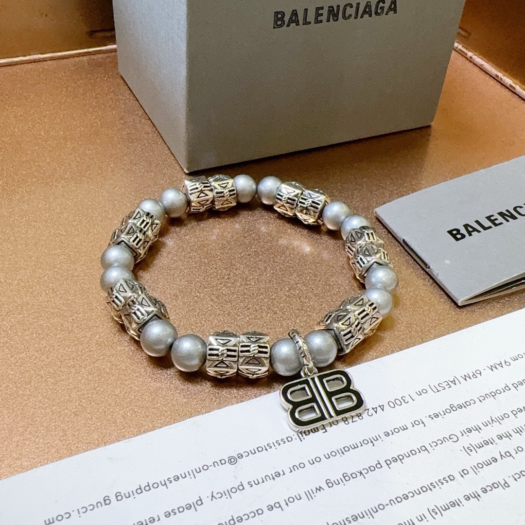 Balenciaga Liquid Metal Silver Pearl Bracelet