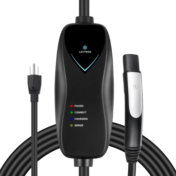 Lectron Portable Electric Car Charger 110V 15 Amp NEMA 5-15 Plug 16 ft Extension Cord