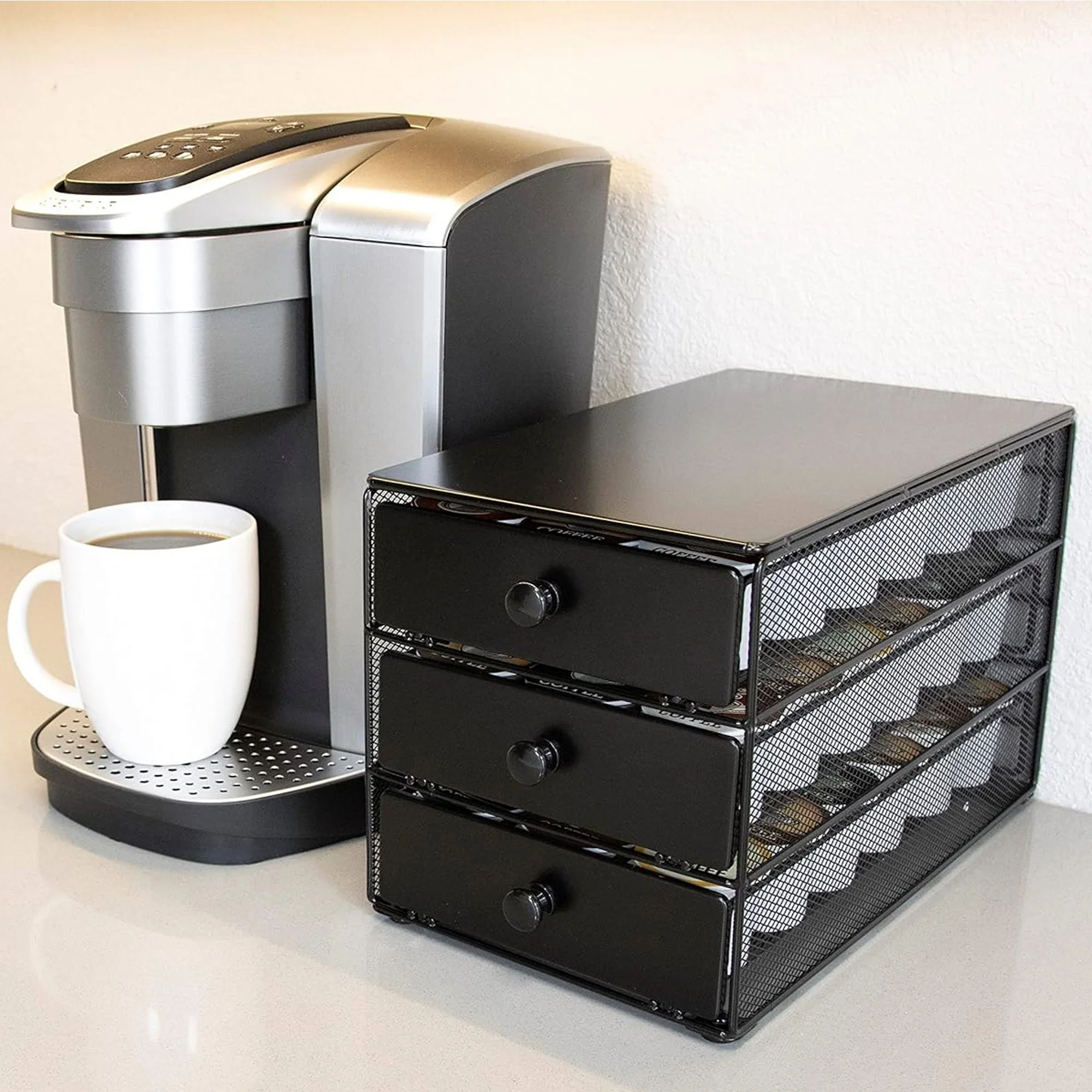 Nifty 3-Tier Holder & Storage, 54 K-Cups Pod Pack Capacity Rack Satin Finish, Black