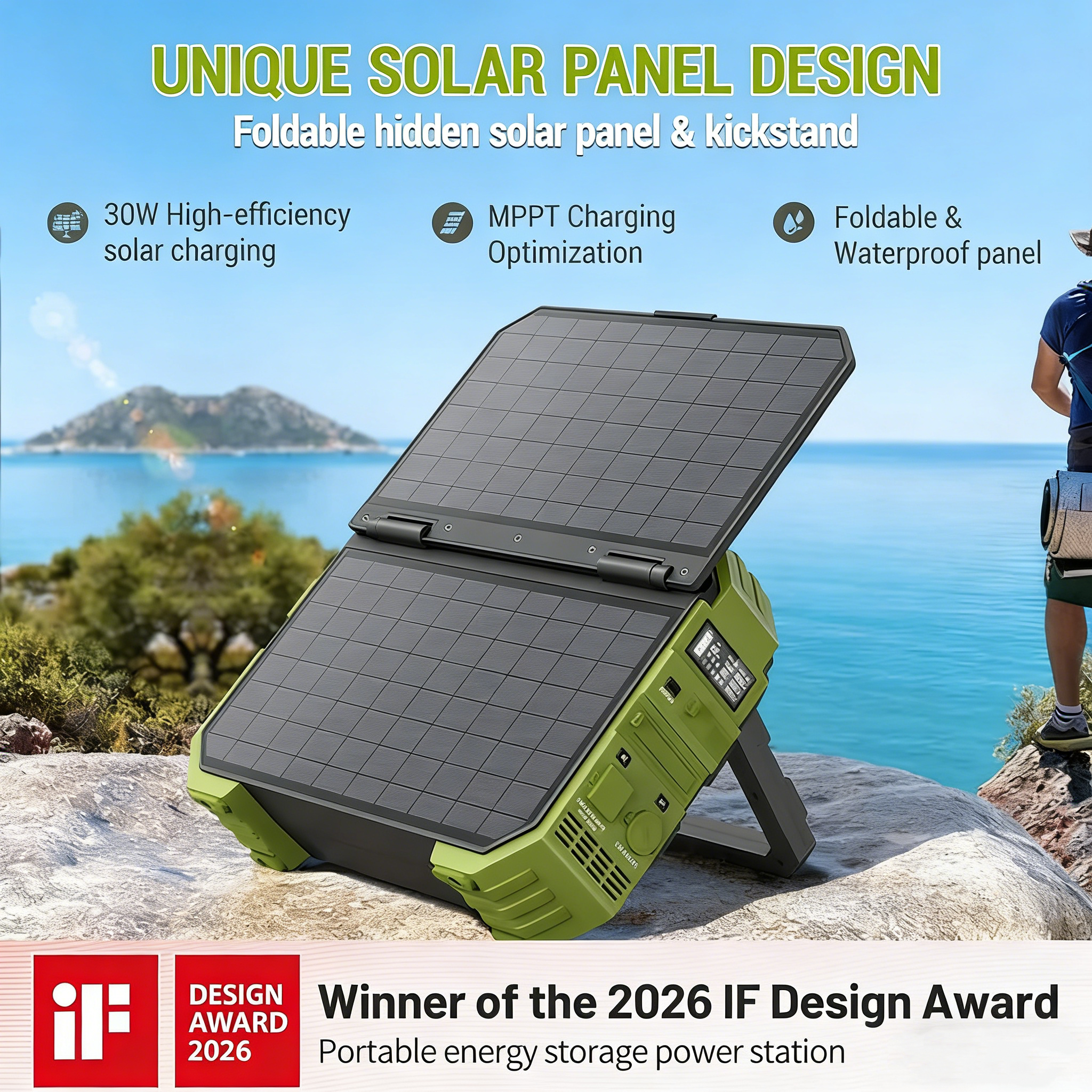 Spring Sale💥Last Day Buy 1 Get 1 Free💥Portable Power Station with Built-in Solar Panel