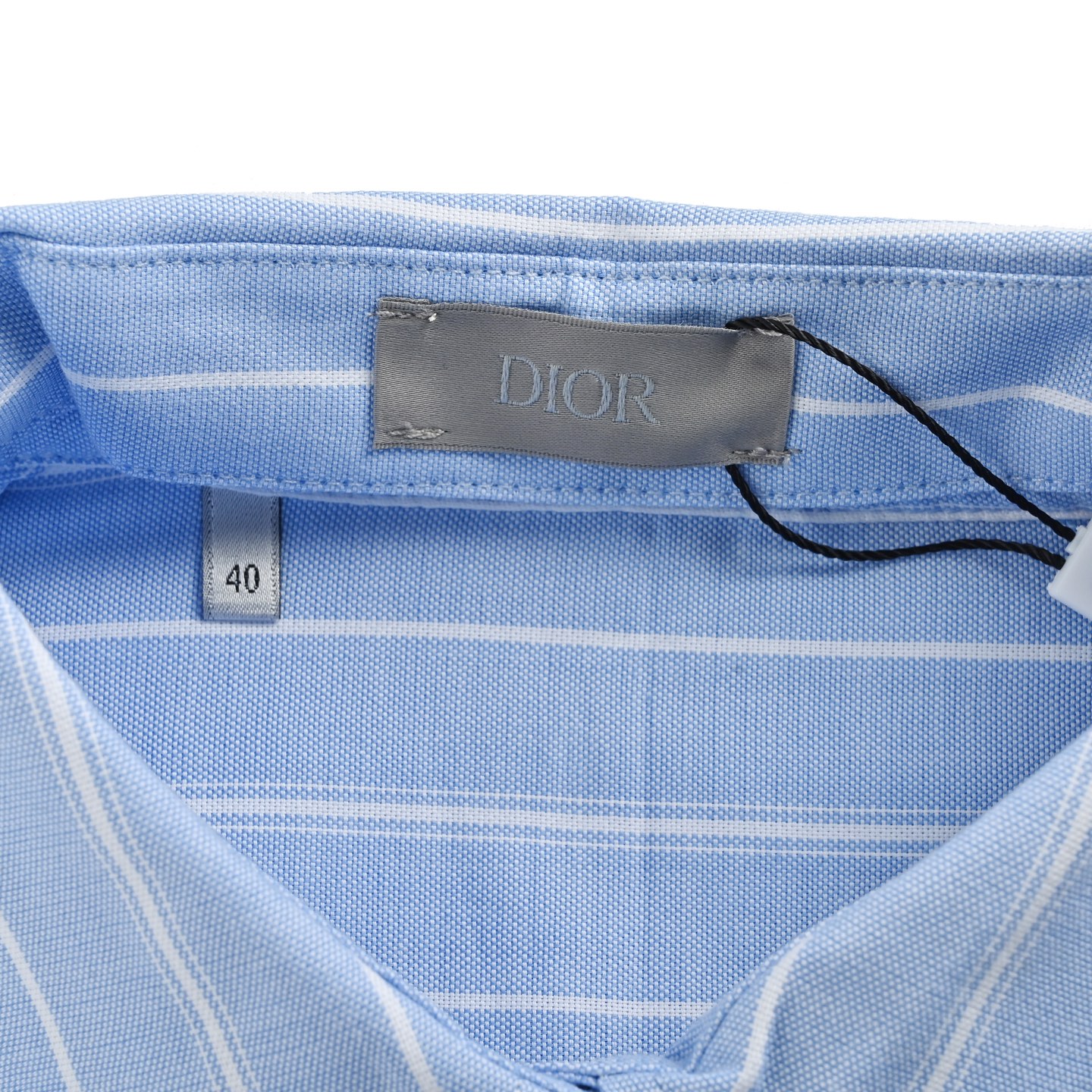 Dior 25ss blue cat embroidered striped shirt