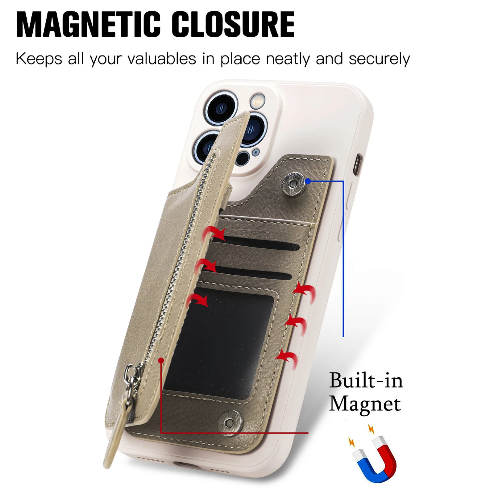 🔥Last Day Promotion-50% OFF🔥Magnetic Liquid Silicone Shell With Zipper Wallet