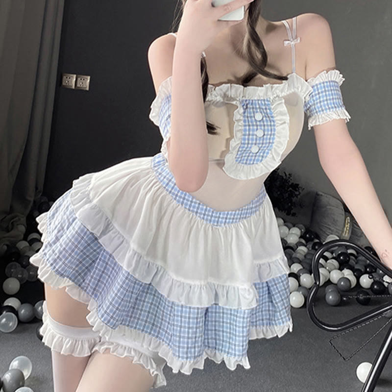 See-through Plaid Slip Lingerie Dress