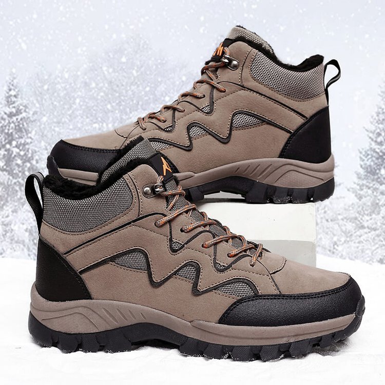 Men's High-Top Plush Outdoor Hiking Shoes