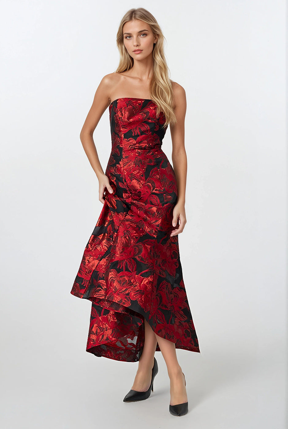Vestido strapless largo