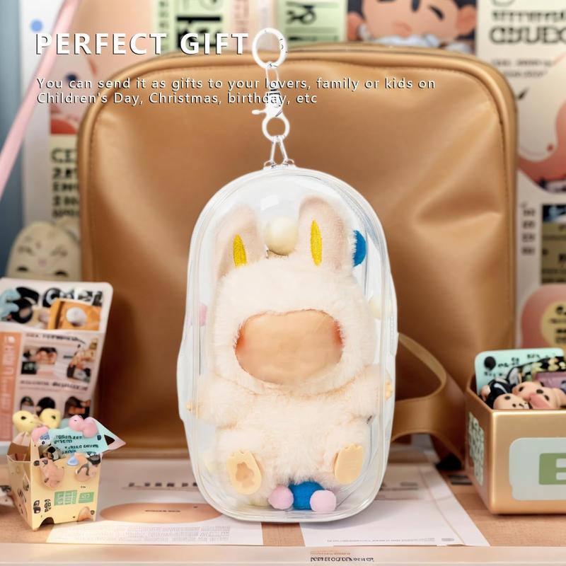 Clear Display & Storage Case for Doll – PVC Bag with Detachable Keychain for Collectible Toys and Cosmetics, Portable cases for Travel or Home Decor (7 Inches)