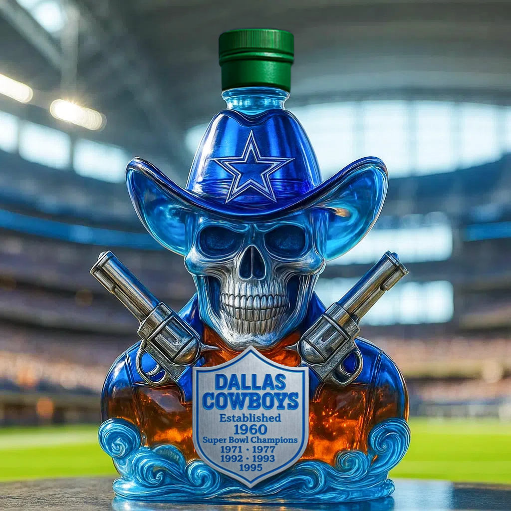 💀 Rule Your Bar — Dallas Cowboys Skull Whiskey Bottle