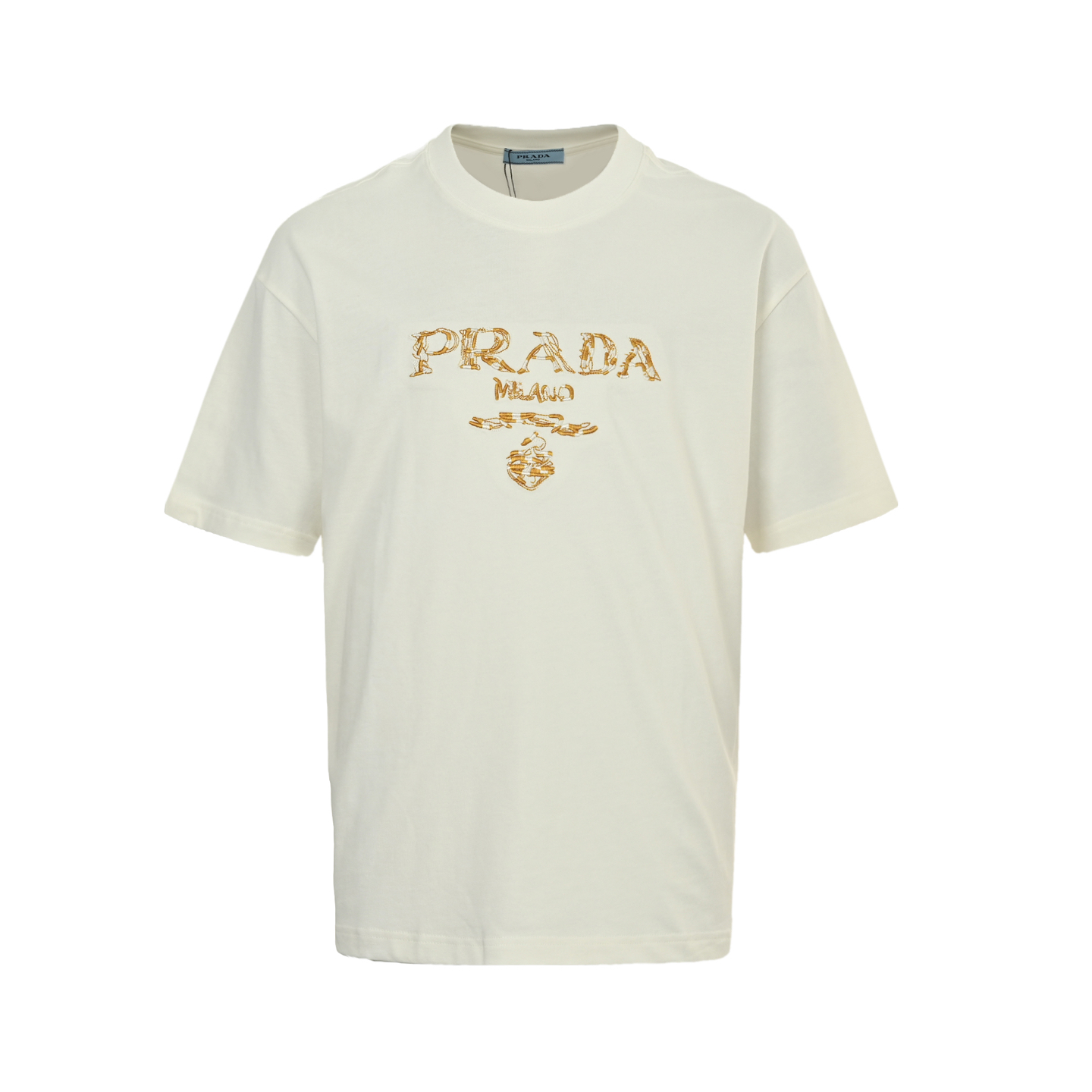 Prada 25ss colorblock embroidered lettering short sleeve