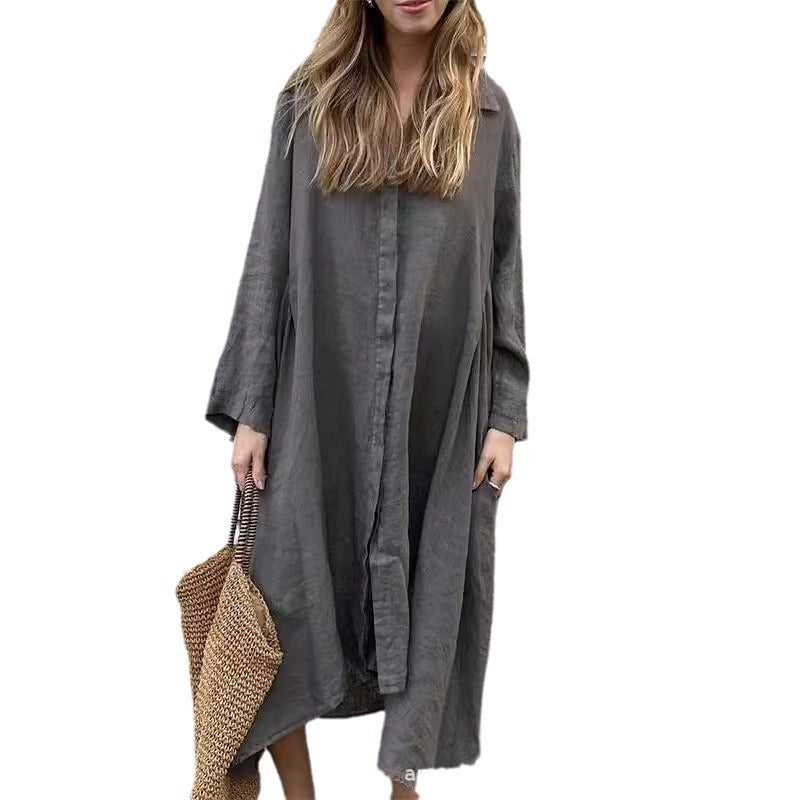 Women's Fashion Loose Cotton and Linen Dress