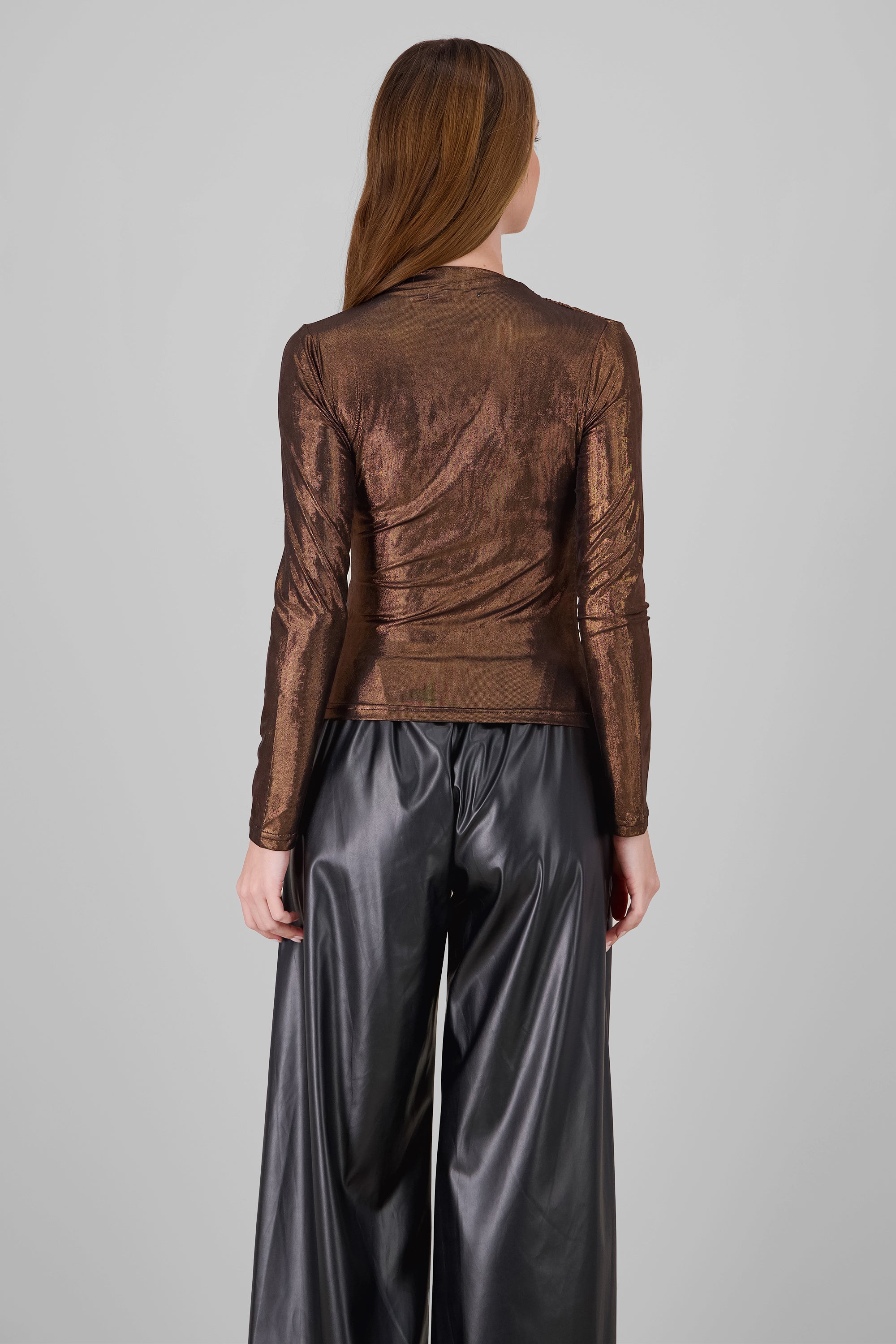 Metallic Long Sleeve Blouse