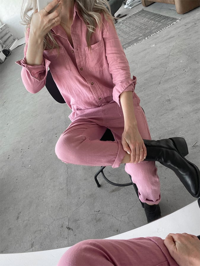 women's cotton linen casual jumpsuit