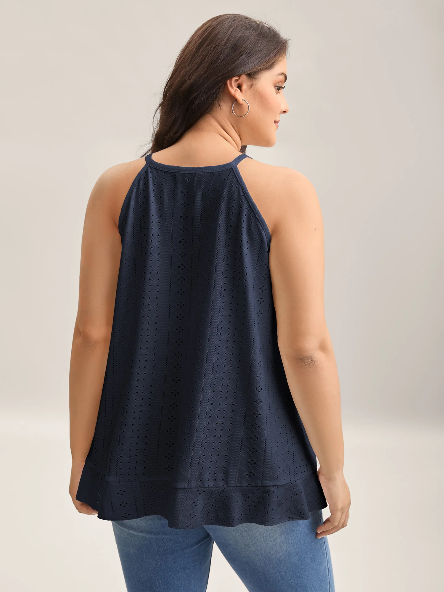 Textured Knit Overlap Hem Tank Top