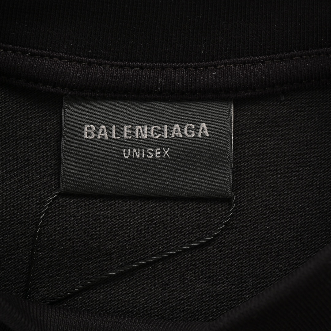Balenciaga 24ss double B mud-dyed Sanskrit letters distressed short-sleeves