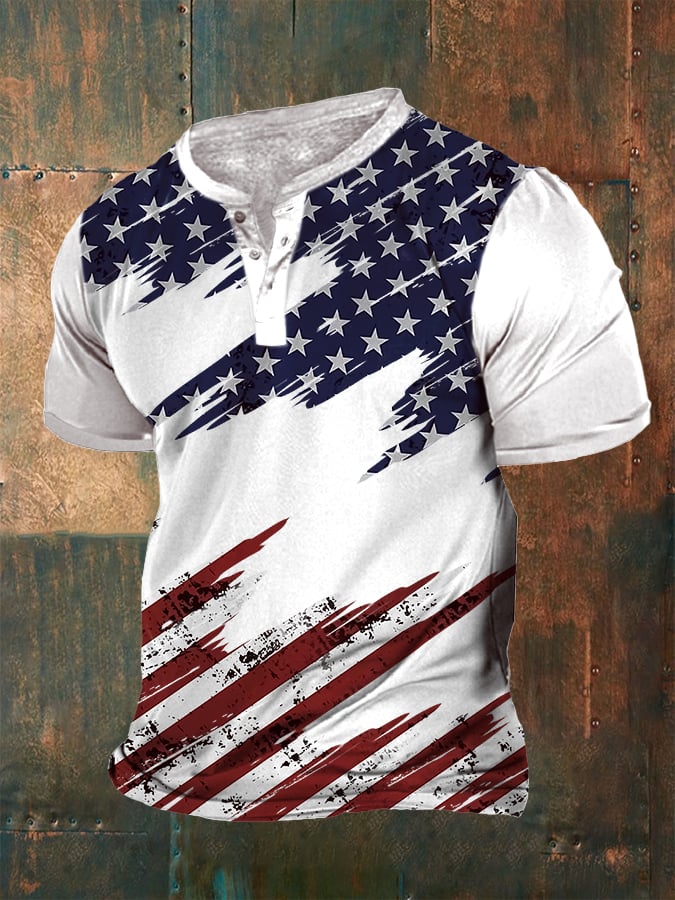 Men's Retro Flag Print Casual Top
