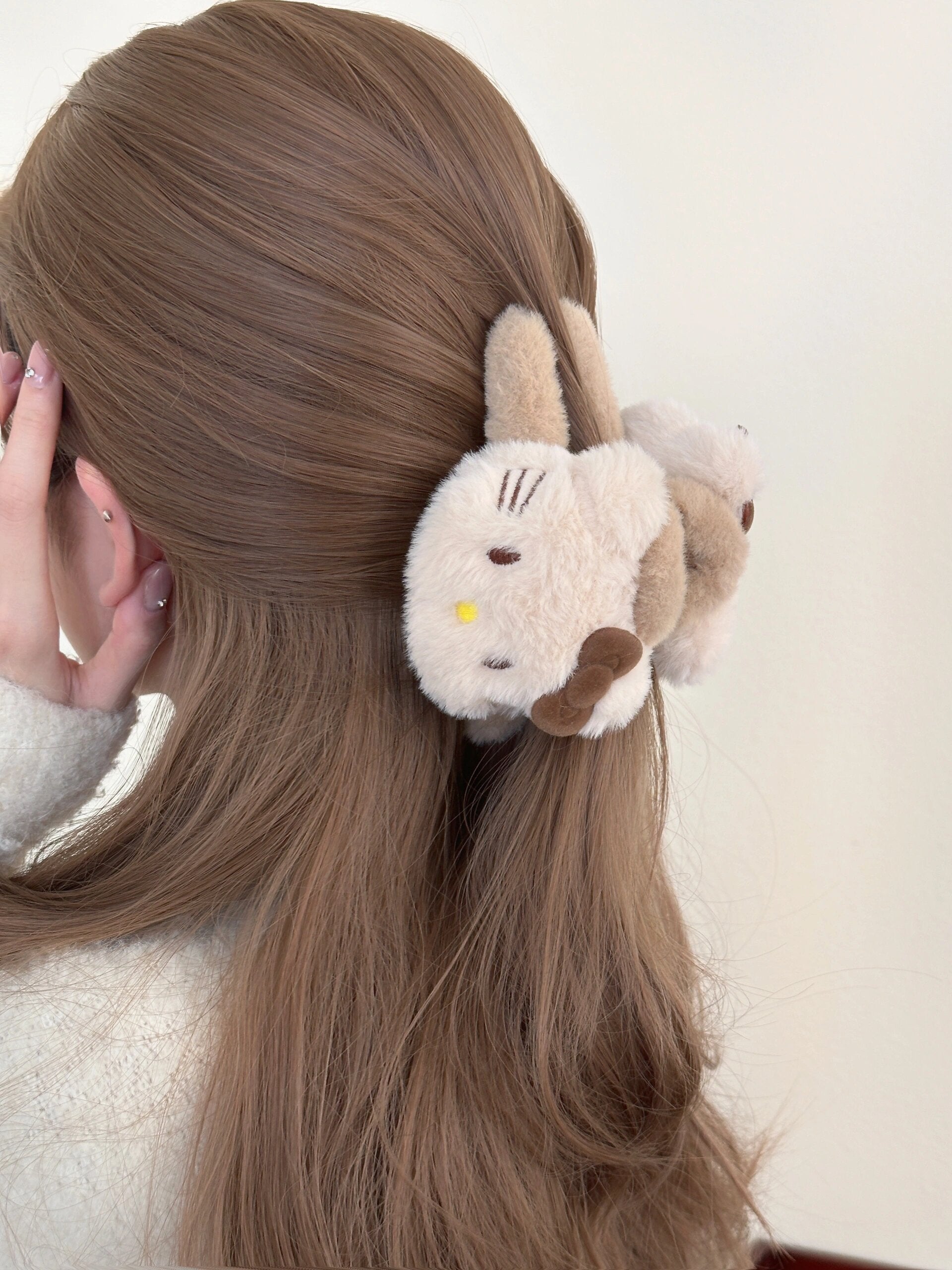 KT Plush Claw Clip for Thick Hair 2 Pcs Rectangular Cute Hair Clips for Women Large Hair Barrettes for Thin Hair Non Slip Hair Jaw Clips Strong Hold for Girls