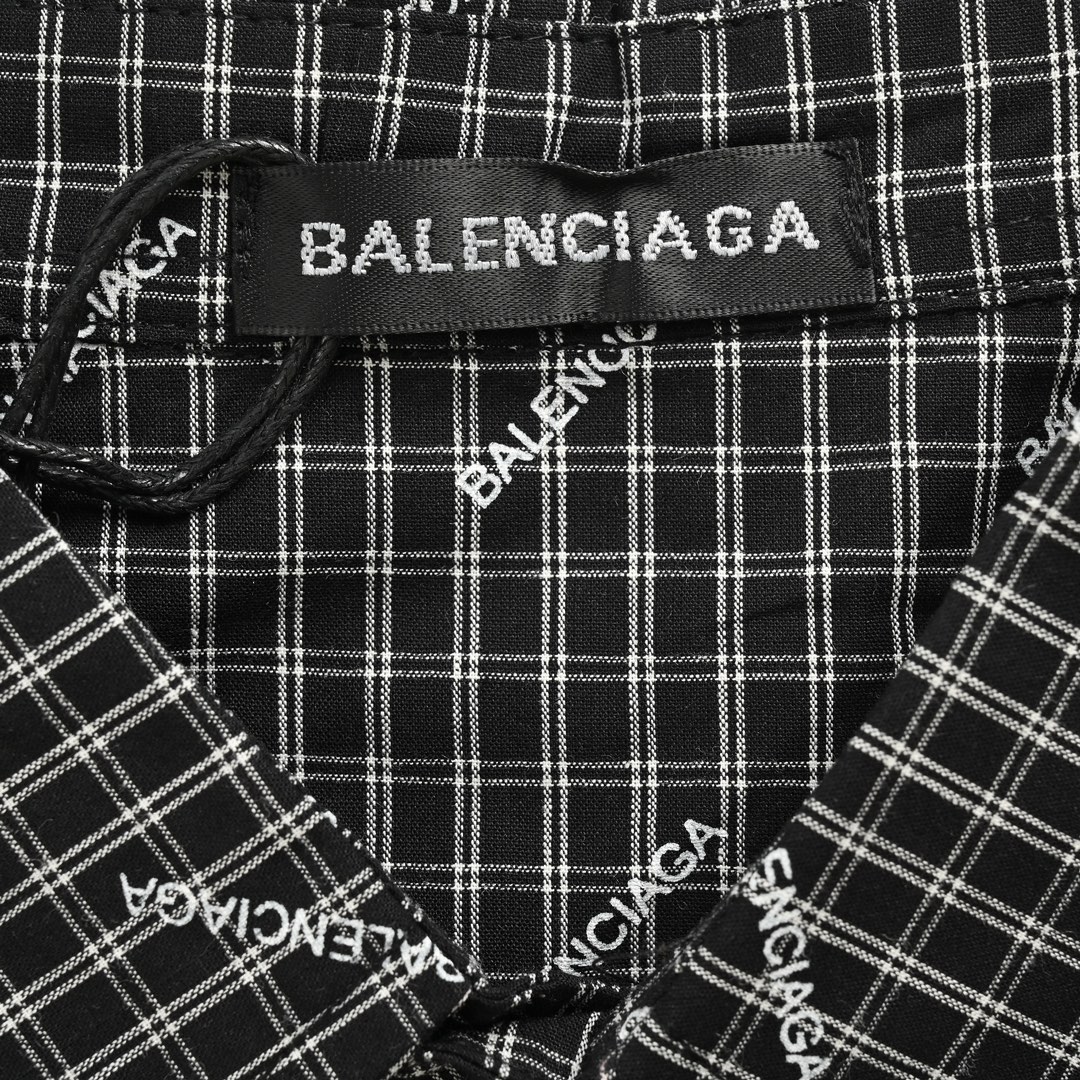 Balenciaga 24ss check bullet screen short sleeve shirt