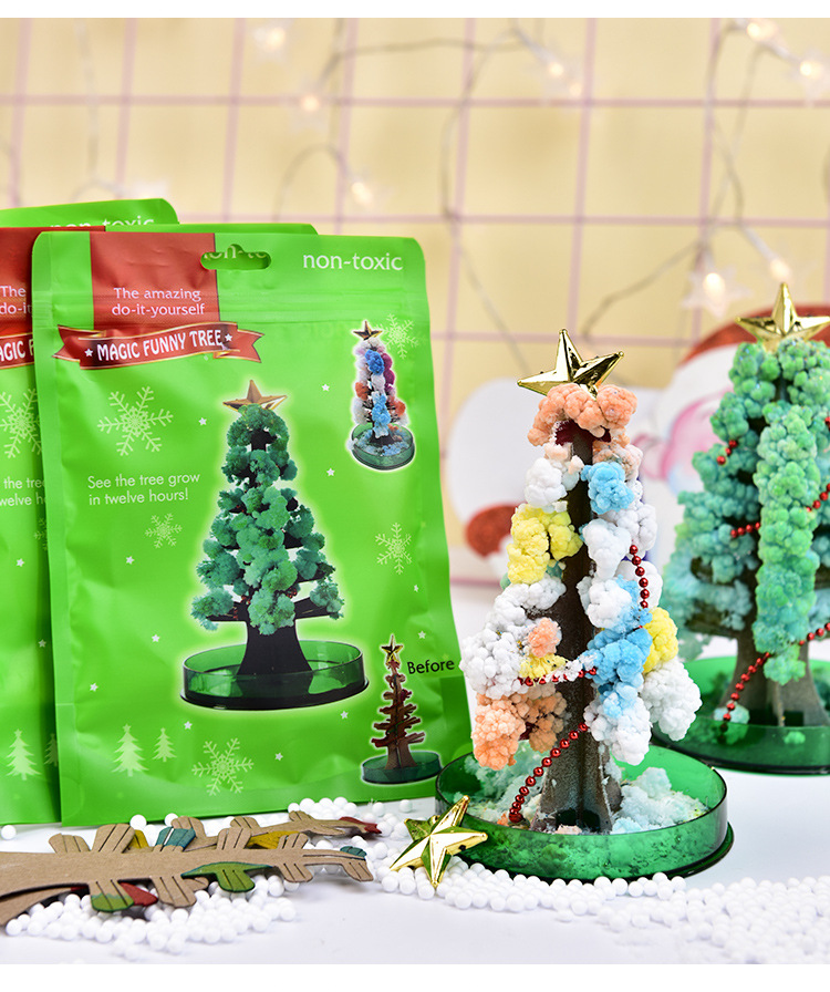 Science experiment Christmas tree magical watering grow Creative magic Crystal tree diy handmade toy paper tree blossom