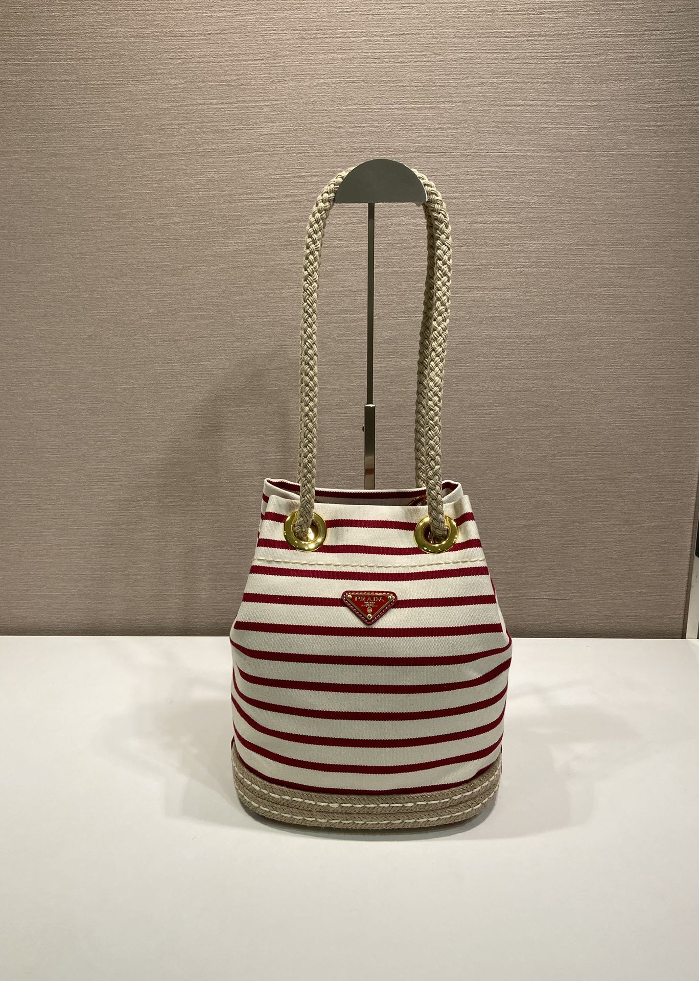 Prada New Striped Bucket Bag 1BE082