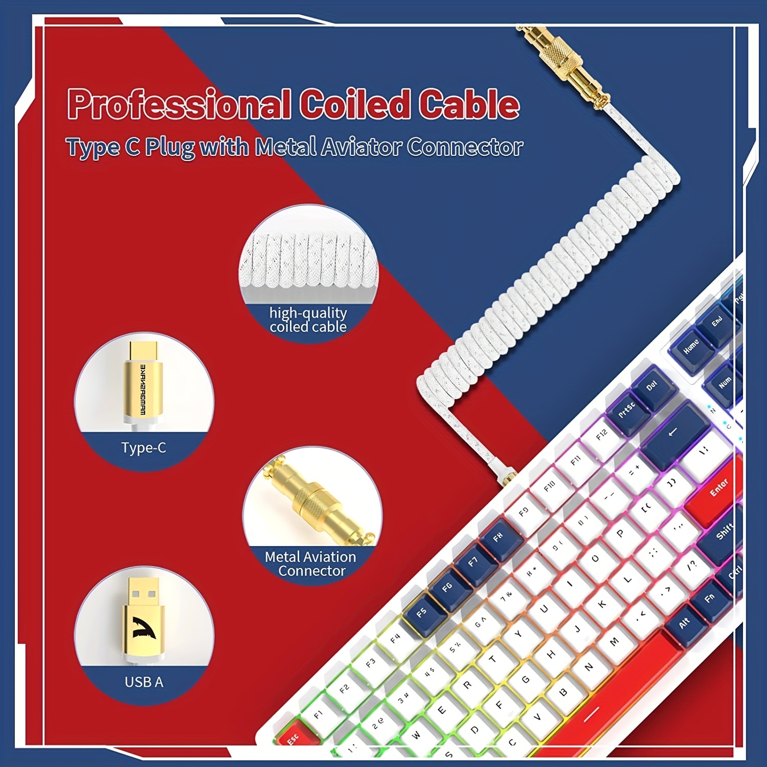 Yacht Blue K98 96% Wireless Mechanical Keyboard - Tri-Mode BT5.0/2.4G/USB-C 100 Keys, Hot-Swappable RGB & Coiled Cable for MAC, Windows & Android