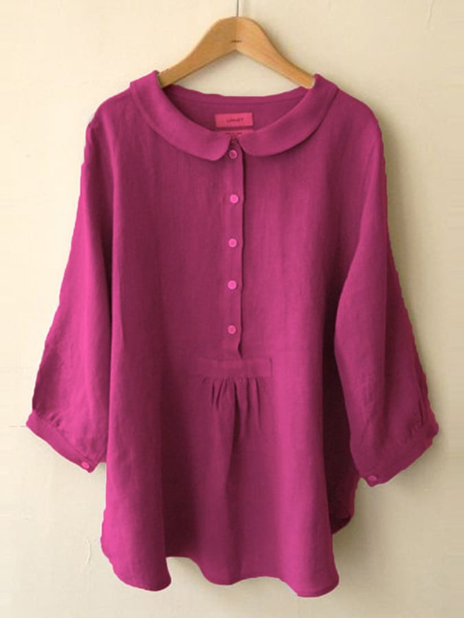 Women's Solid Color Lapel Loose Casual Shirt