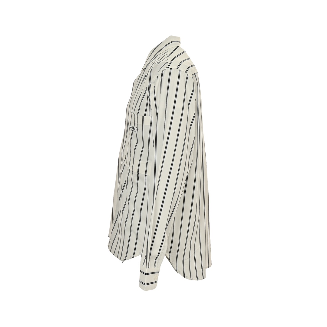 Dior 24Fw pocket embroidered striped shirt