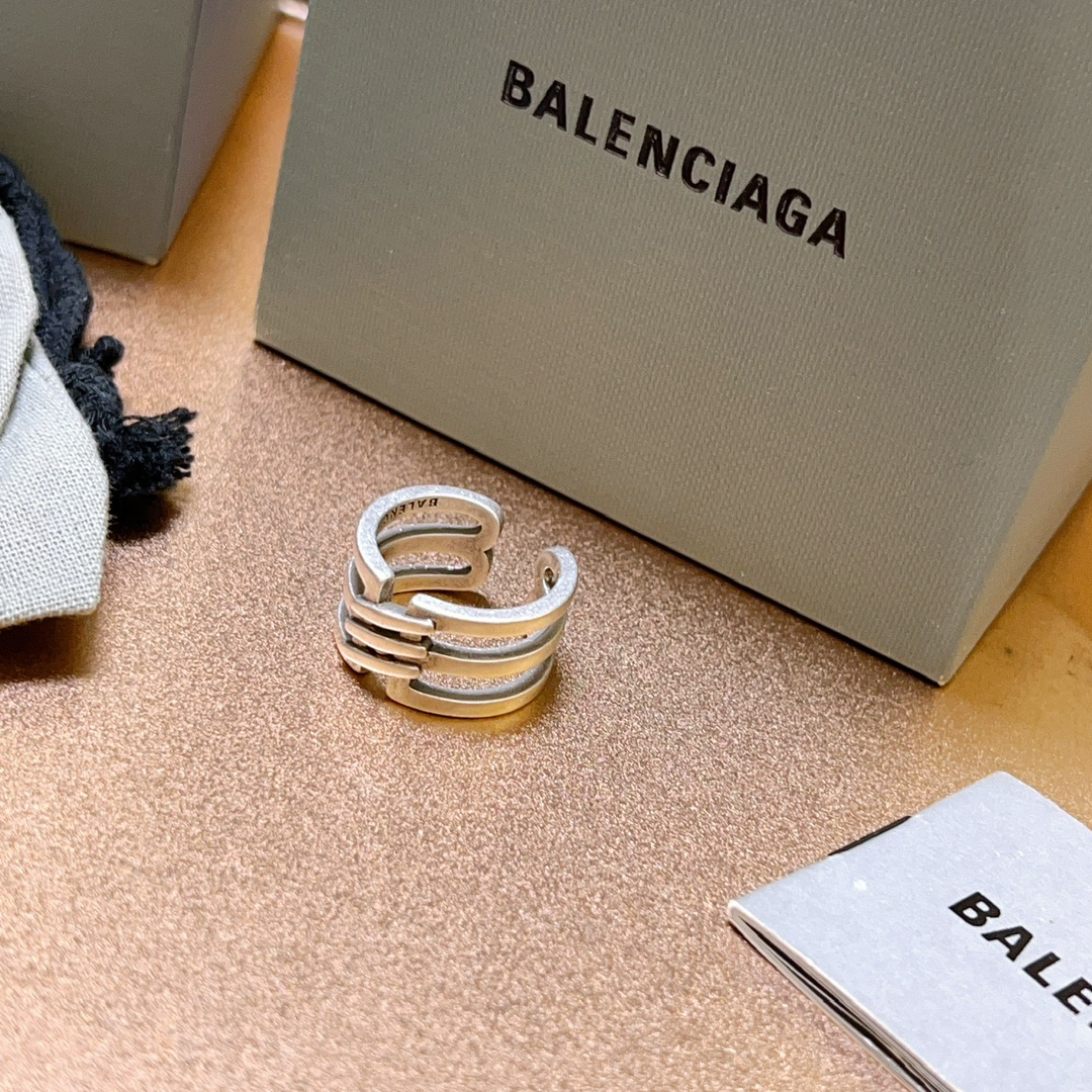 Balenciaga Hollow Silver Ring
