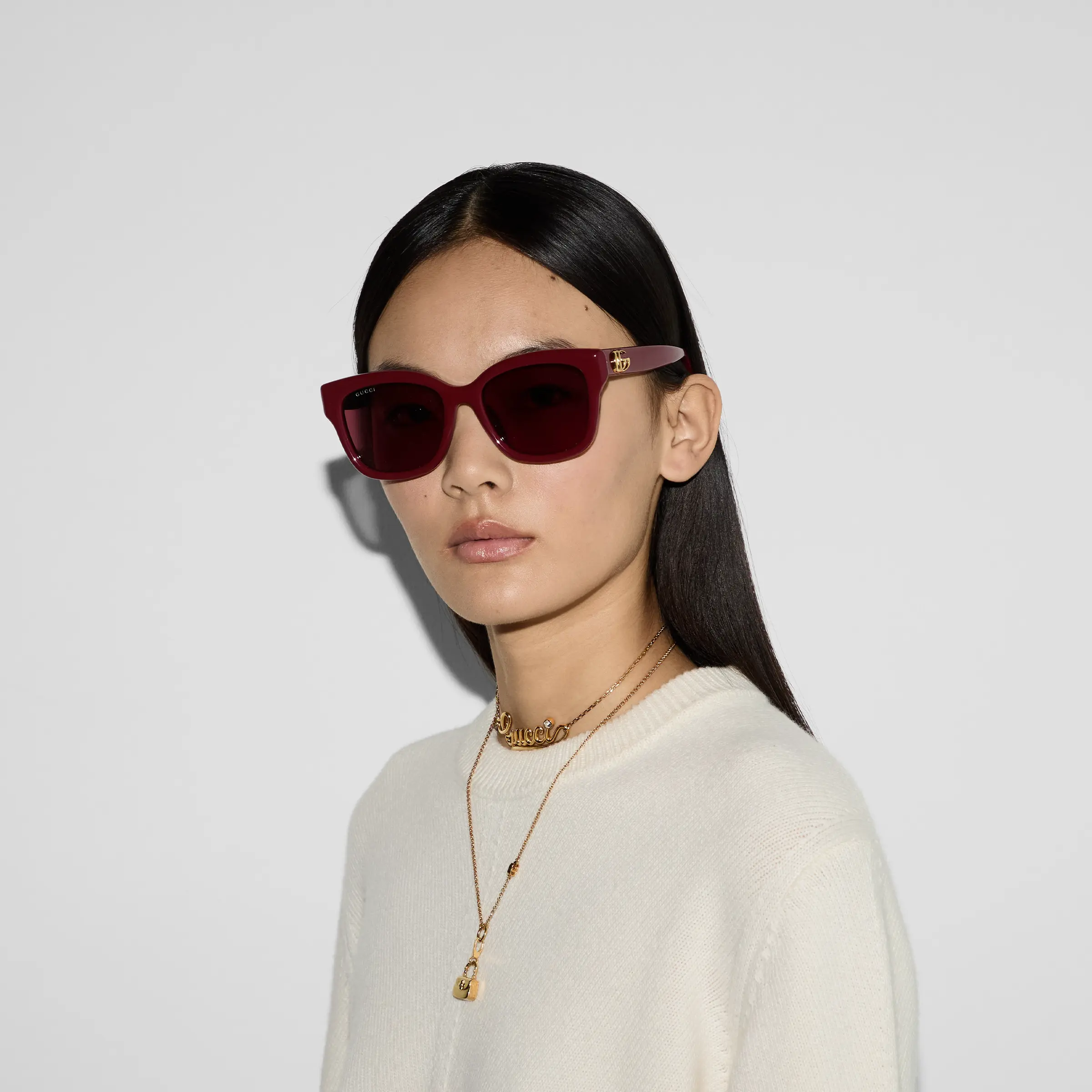 Gucci low bridge fitted square frame sunglasses