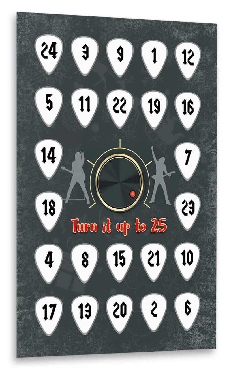 Turn It Up Guitar Pick Advent Calendar: 24 Classic Rock Band Plectrums