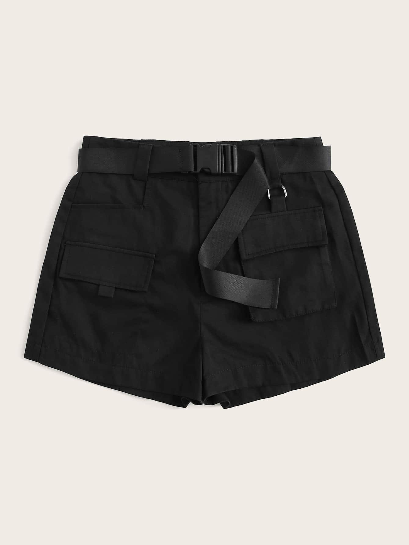 SHEIN 70s Waist Belted Pocket Utility Shorts