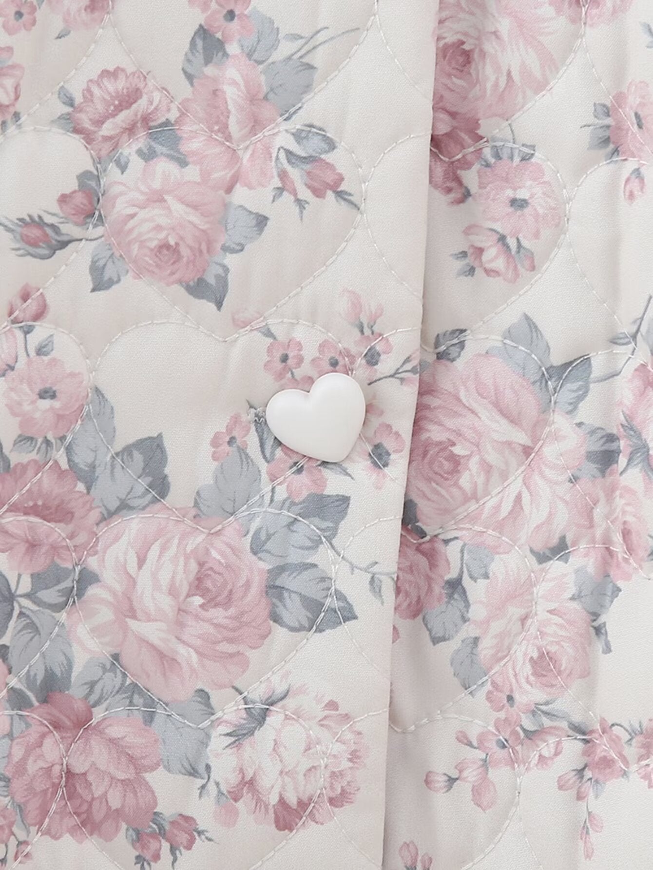Spring Women Clothing Cream Floral Love Chic Cotton Clothing Cotton Coat
