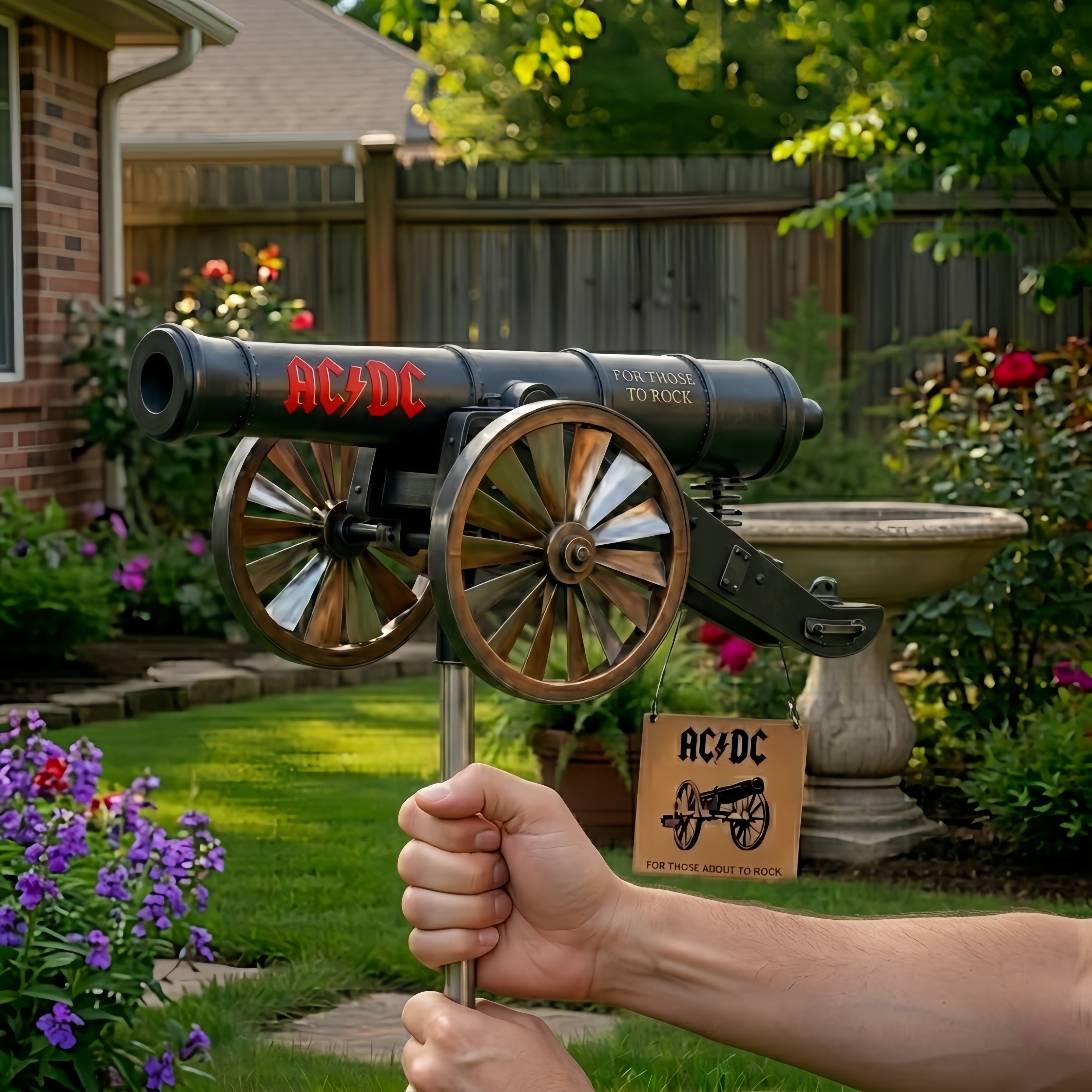 AC/DC For Those About to Rock Cannon Garden Wind Spinner