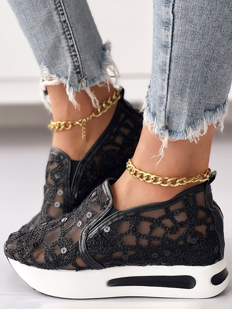 Sequin Slip On Muffin Sneakers