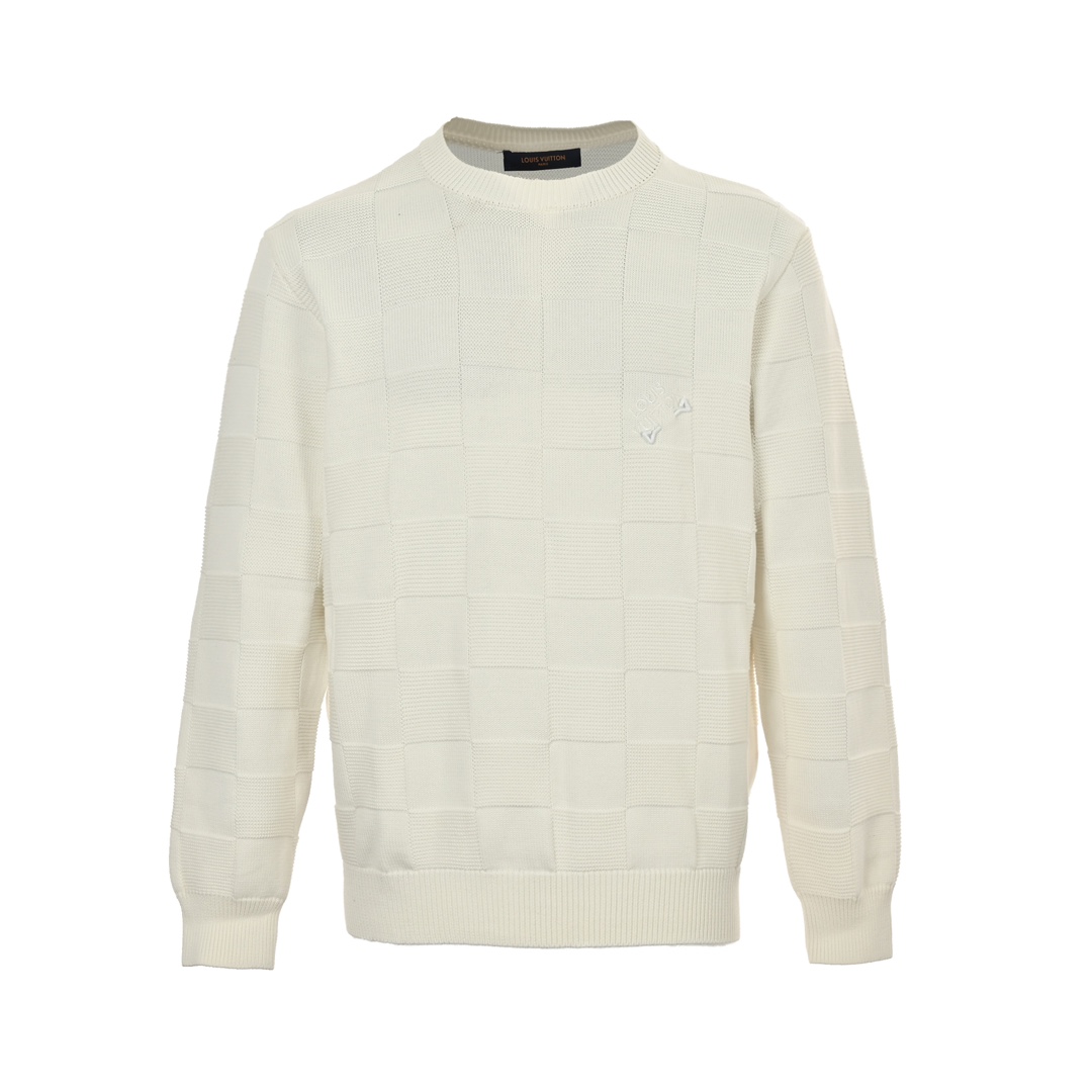 Louis Vuitton 24Fw safety pin checkerboard knit sweater