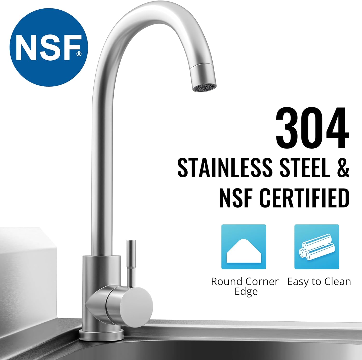 Worcest Utility Sink Free Standing Single Bowl Kitchen Sink with Cold and Hot Water Pipe