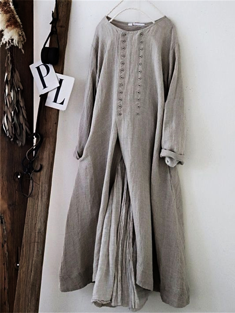Vintage Double Breasted A Line Maxi Dress