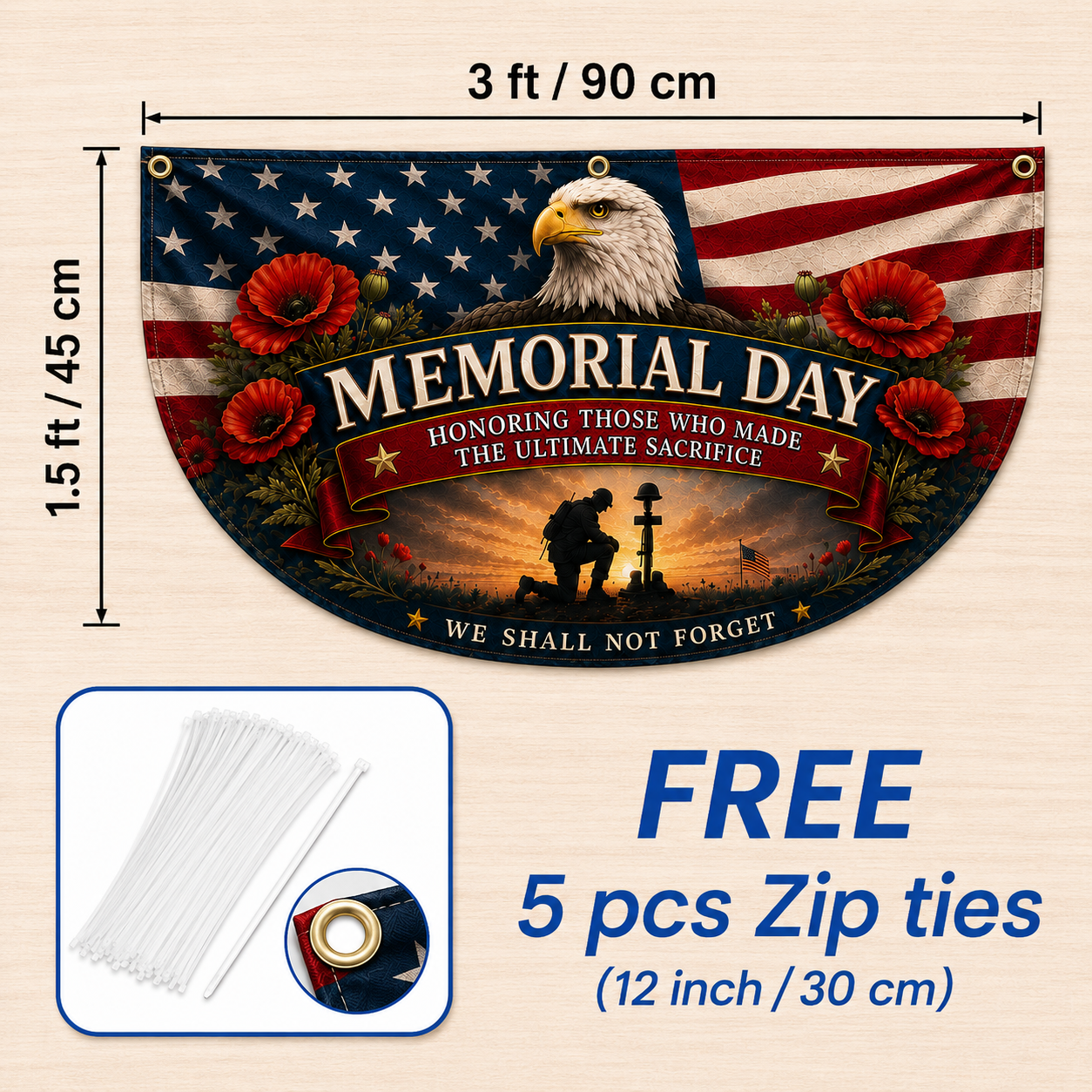 🫡Memorial Day Poppy Tribute Garden Flag