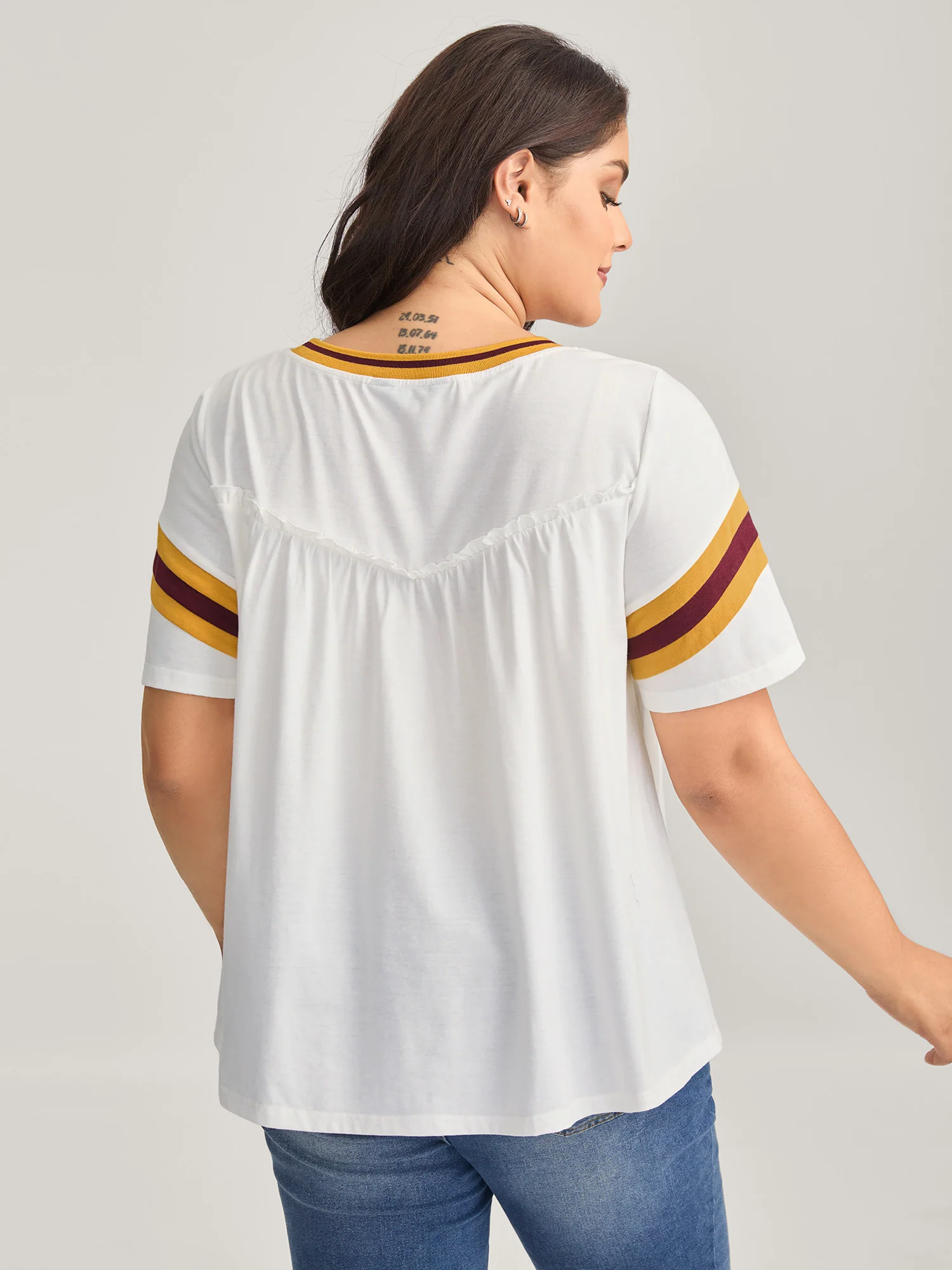 Color Contrast Shirred Flowy Top