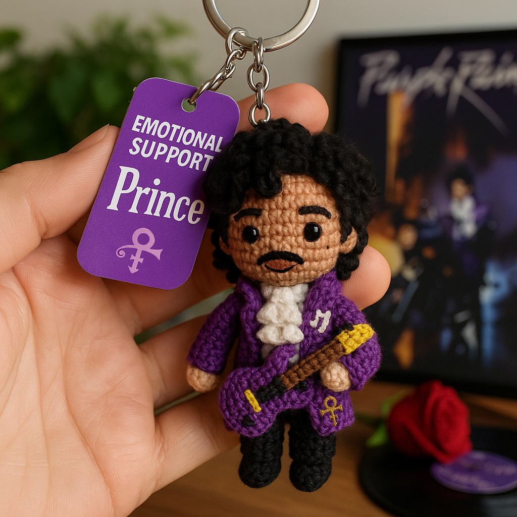 Prince Emotional Support Crochet Keychain