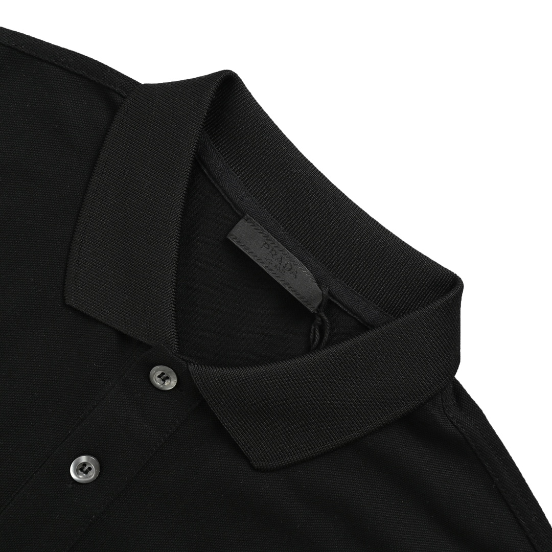 Prada 24ss triangle cloth logo Polo short sleeve