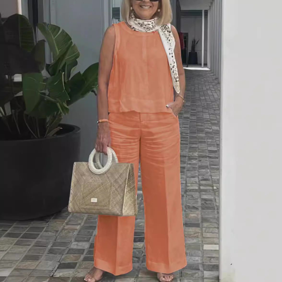 Wide Leg Pants Two-piece Set for Women